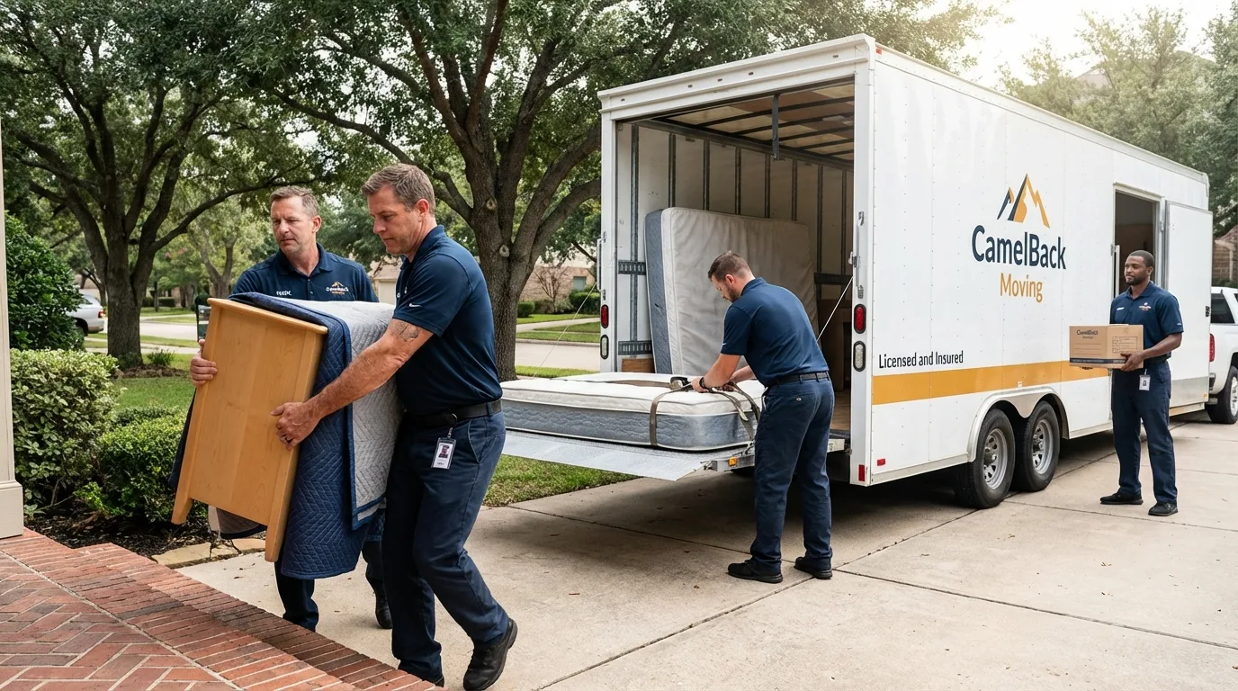 Crew loading residential truck for cross-state move from Monteagle, TN