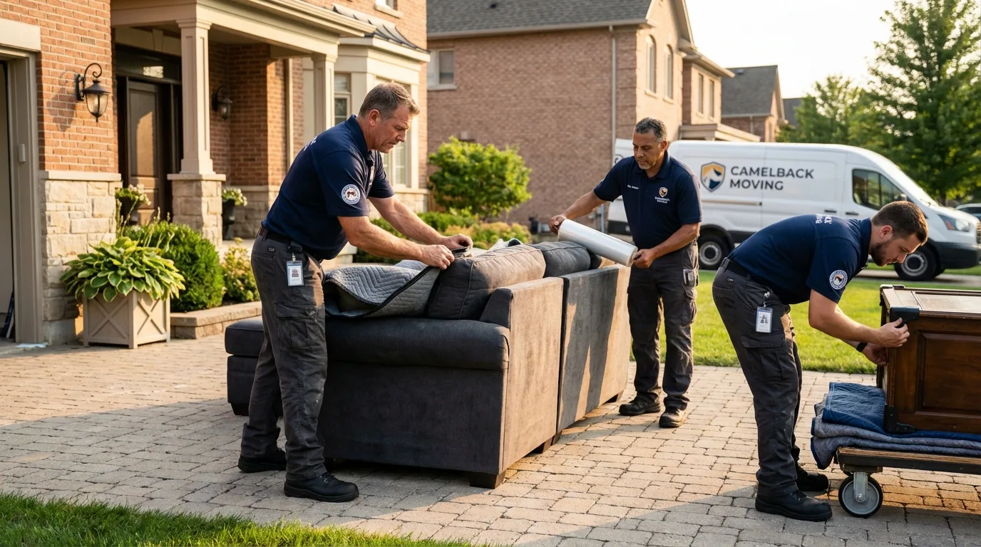 Large estate moving crew wrapping furniture in Monteagle, TN